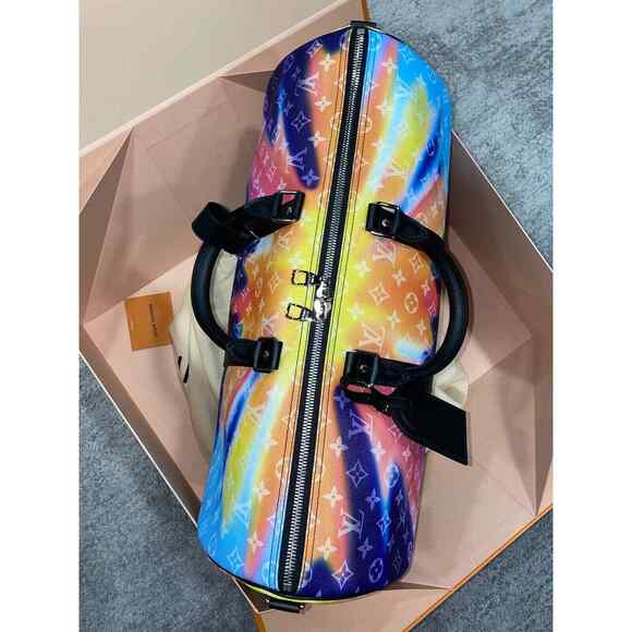 Louis Vuitton Keepall Bandouliere 50 Sunset Multicolor Black Weekend Travel Bag - Picture 10 of 12